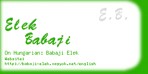 elek babaji business card